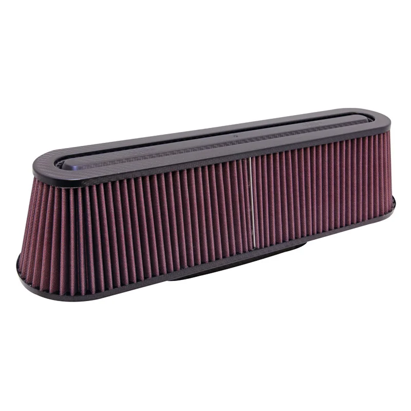 K&N Universeel filter - carbonvezel - ovale aansluiting van 83x229mm, 476mm x 127mm bodem, 425mm x 76mm top, 117mm hoogte (RP-5161)