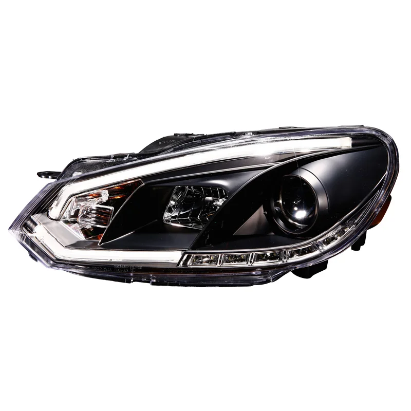 AutoStyle Set Koplampen incl. DRL ‘Light-Bar’ passend voor Volkswagen Golf VI 2008-2012 – Zwart – incl. Stelmotor