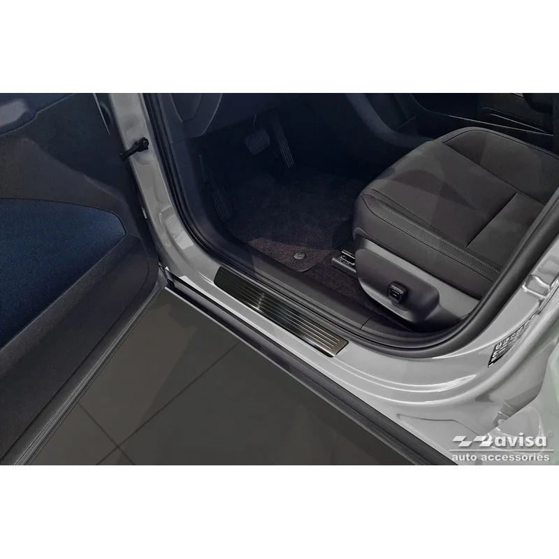 Avisa Zwart RVS Instaplijsten passend voor Volvo EX30 2023- - 'Lines' - 4-delig