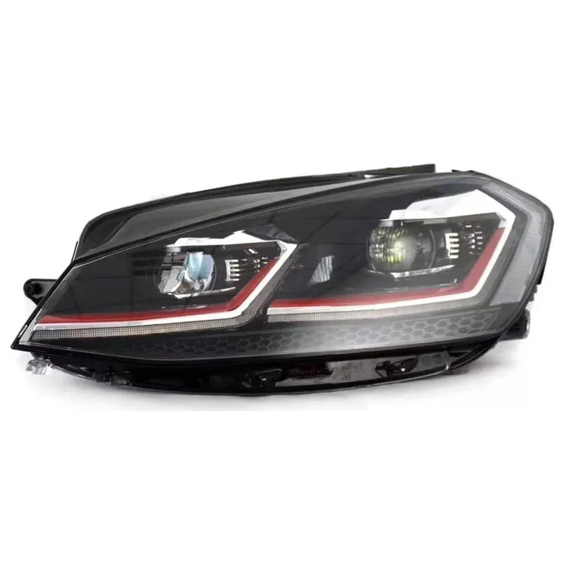 AutoStyle Set Koplampen in 7.5-Look passend voor Volkswagen Golf VII 2012-2017 – Zwart/Rood – incl. Dynamic Running Light