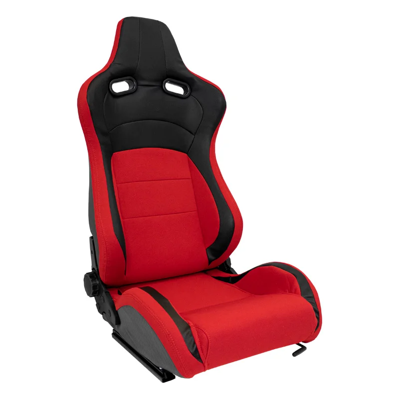 AutoStyle Sportstoel ‘MS’ – Zwart/Rood – Dubbelzijdig verstelbare rugleuning – incl. sledes