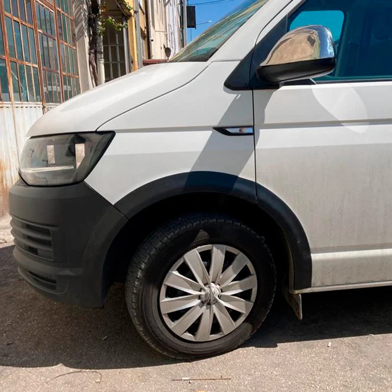 Oneway Set spatbordverbreders (Trims) passend voor Volkswagen Transporter T6 2015-2019 (Korte wielbasis/Schuifdeur links) – Matzwart