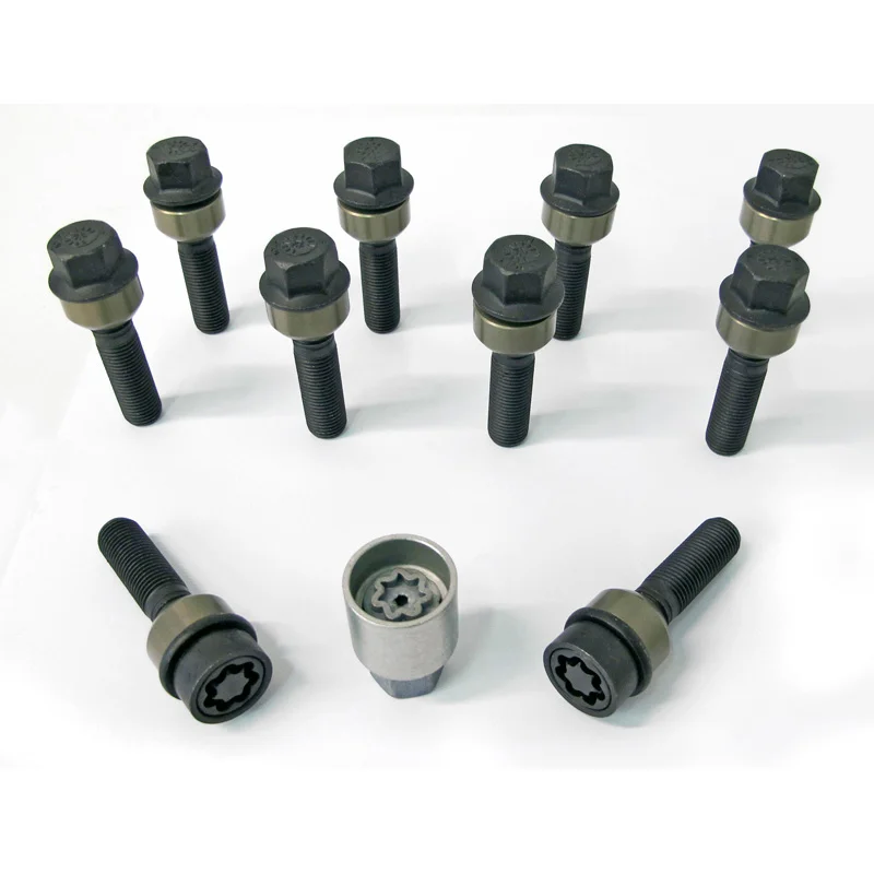 H&R Wielboutenset bolkonisch met beweegbare ring R14 M14x1.50 - Lengte 54mm - Zwart - 10 stuks (Bv. passend voor Porsche) - incl. wielsloten