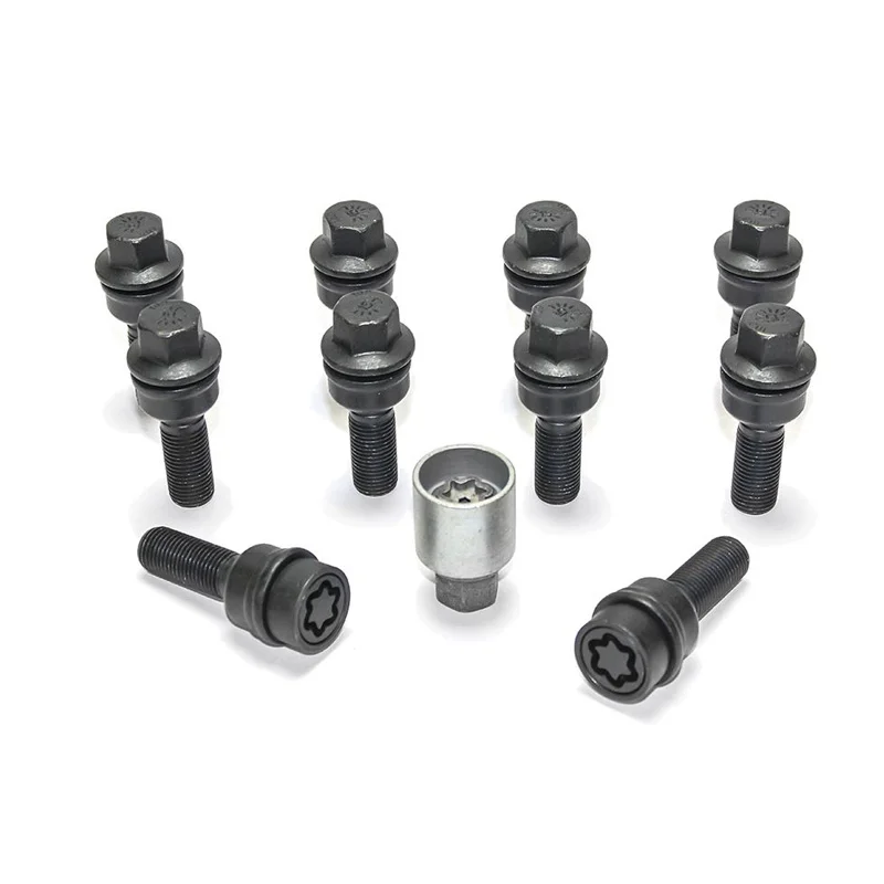 H&R Wielboutenset bolkonisch met beweegbare ring R14 M14x1.50 – Lengte 30mm – Zwart – 10 stuks (bv. passend voor Audi Q3, Q5) – incl. wielsloten