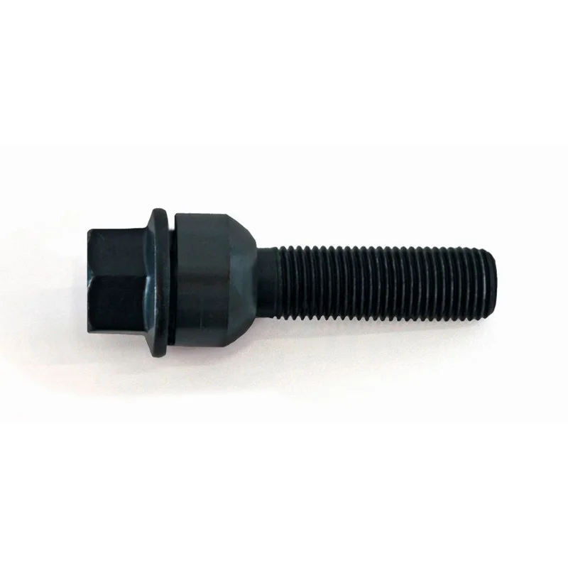 H&R Wielbout bolkonisch met beweegbare ring R14 M14x1.50 - Lengte 52mm - Zwart (Bv. passend voor Porsche)