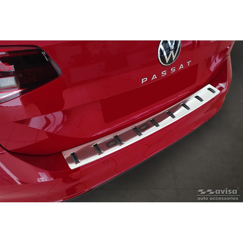 Avisa RVS Achterbumperprotector STRONG EDITION passend voor Volkswagen Passat Variant 2014-2019 & Facelift 2019-2023 (incl. R-Line/Alltrack) - Zilver