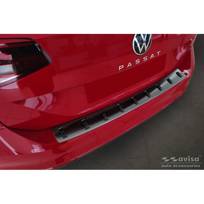 Avisa RVS Achterbumperprotector STRONG EDITION passend voor Volkswagen Passat Variant 2014-2019 & Facelift 2019-2023 (incl. R-Line/Alltrack) - Zwart