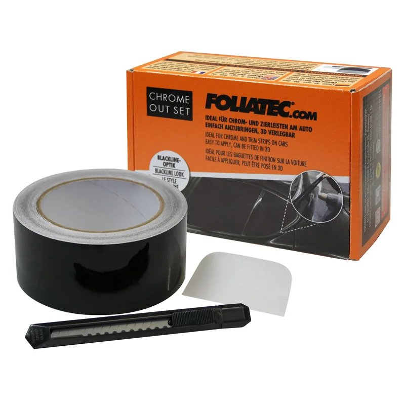 Foliatec ‘Chrome Out’ Set Zwart Glanzend – Folie strip 5cm x 15m