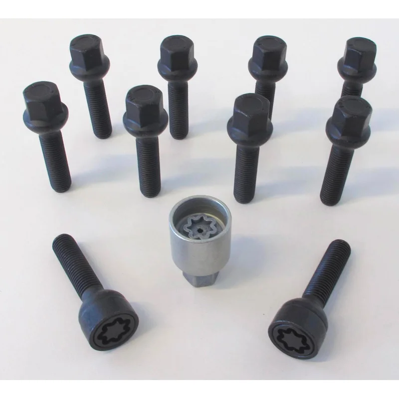 H&R Wielboutenset bolkonisch R13 M14x1.50 - Lengte 35mm - Zwart - 10 stuks (bv. passend voor VAG) - incl. wielsloten
