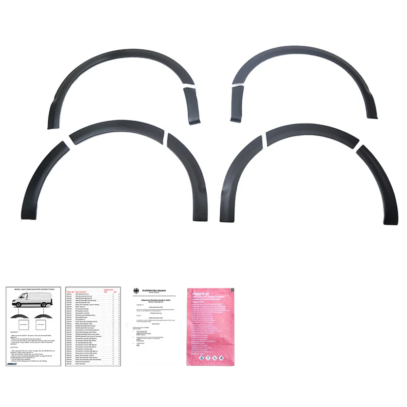 Oneway Set spatbordverbreders (Trims) passend voor Volkswagen Transporter T6.1 2020-2022 (Lange wielbasis) – Matzwart