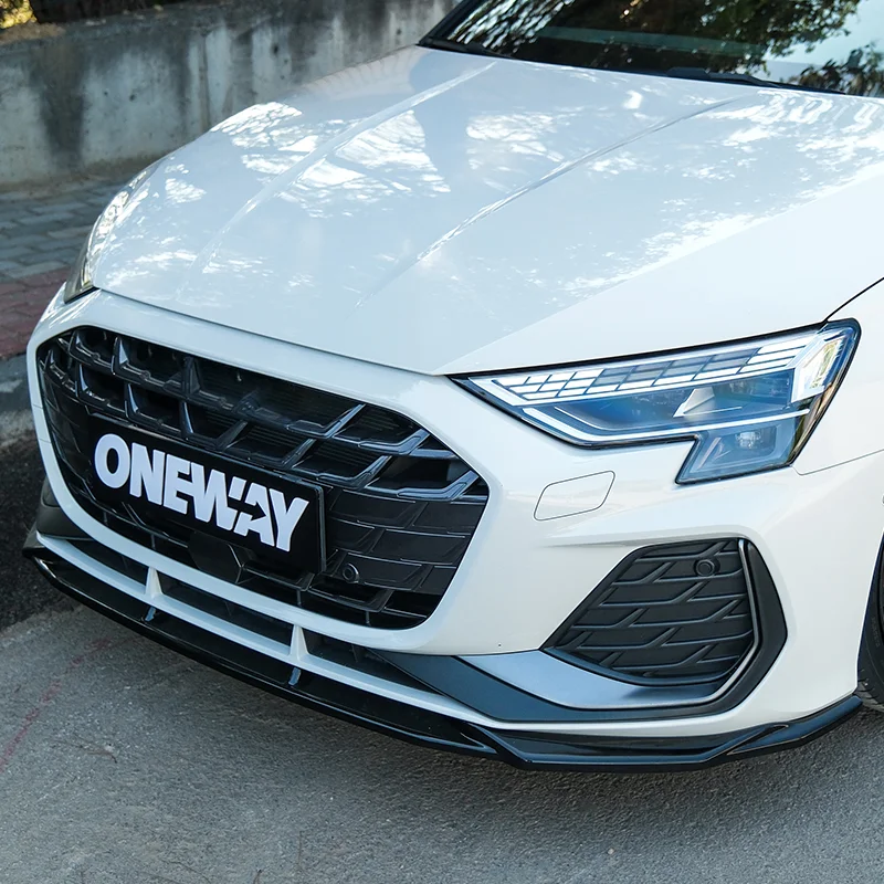 Oneway Voorspoilerlip passend voor Audi A3 (8Y) S-Line/S3 Facelift 2025- – Glanzend zwart