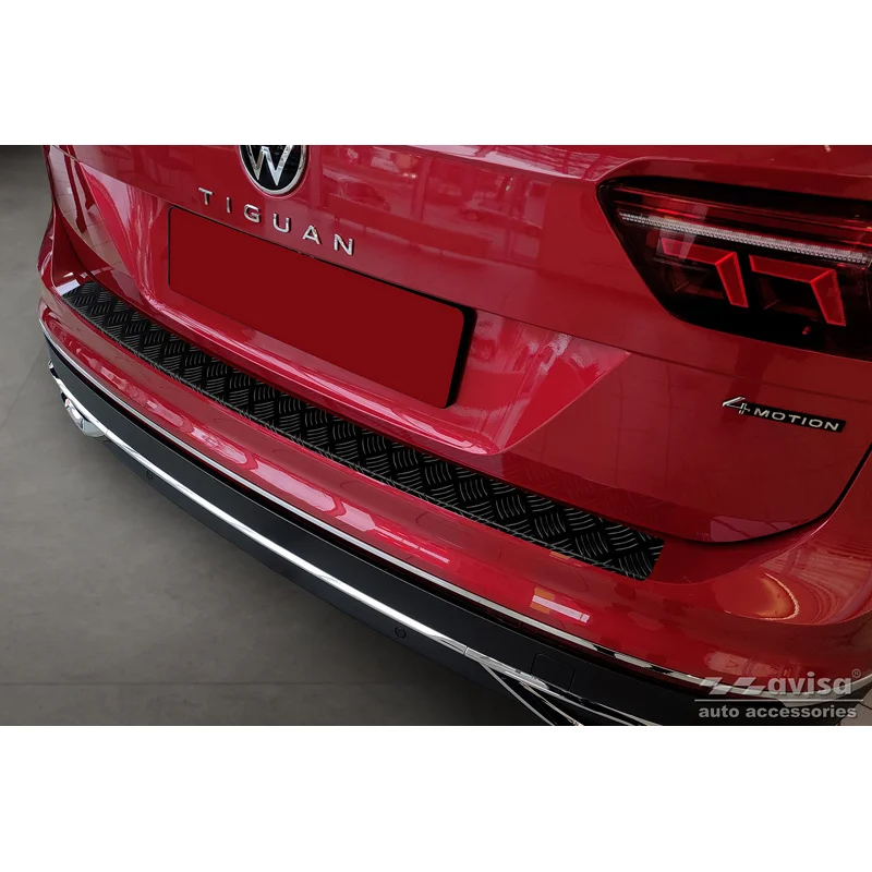 Avisa Aluminium Achterbumperprotector passend voor Volkswagen Tiguan II incl. Allspace & R-Line 2016-2020 & FL 2020-2024 - Matzwart