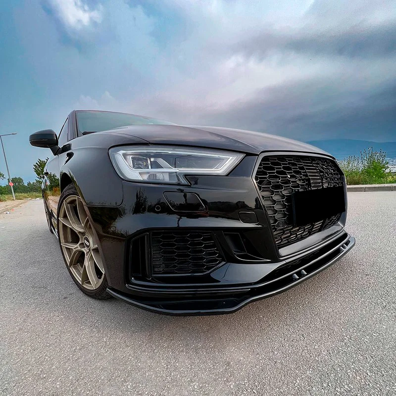 Oneway Voorspoilerlip passend voor Audi RS3 8V Sedan/Sportback Facellift 2017-2020 – Versie 3 – Glanzend zwart