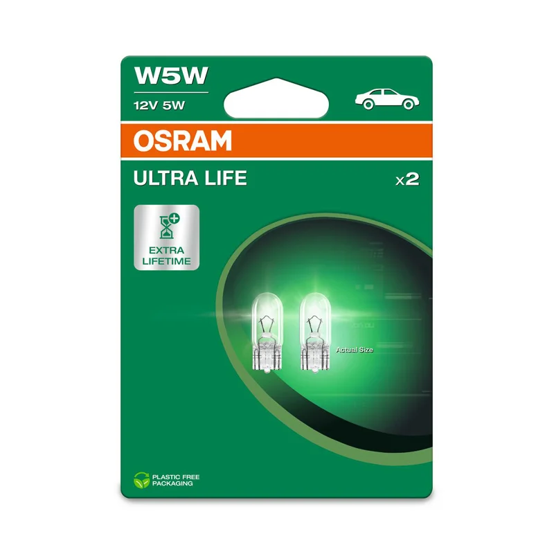 Osram Ultra Life Halogeen lampen – T10 – 12V/5W – set à 2 stuks