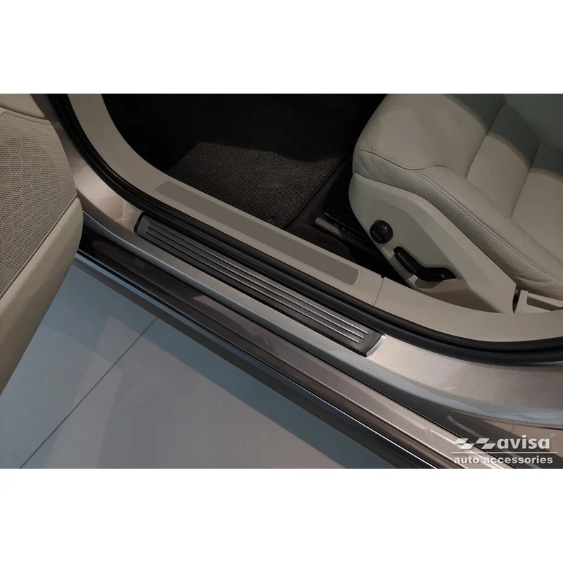 Avisa Zwart RVS Instaplijsten passend voor Volvo V90 & V90 Cross Country 2016- - 'Lines' - 4-delig