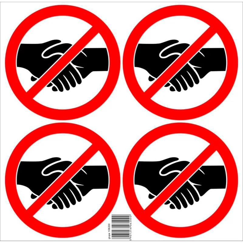 Avisa Stickerset Verboden handen te schudden - 4x 15cm