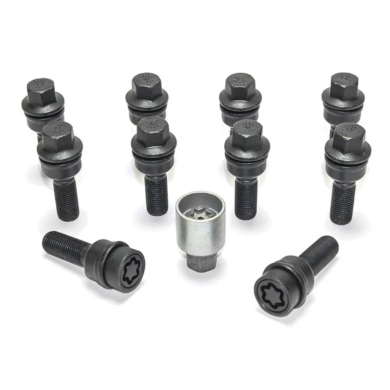 H&R Wielboutenset bolkonisch met beweegbare ring R14 M14x1.50 – Lengte 41mm – Zwart – 10 stuks (bv. passend voor Audi Q3, Q5) – incl. wielsloten