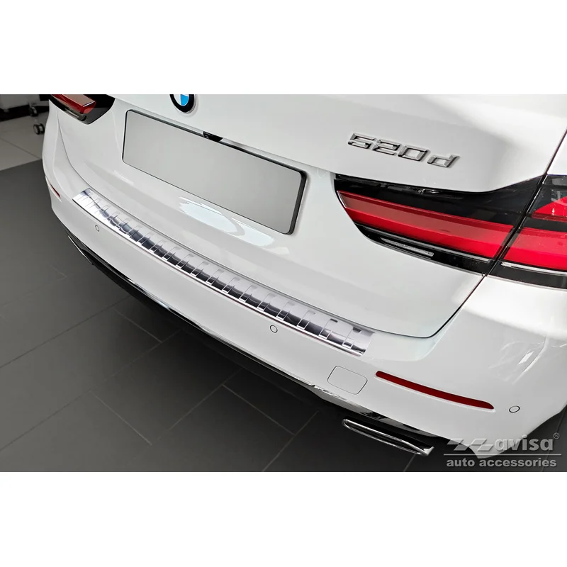 Avisa RVS Achterbumperprotector passend voor BMW 5-Serie G31 Touring Facelift 2020-2024 excl. M-Sport - Zilver