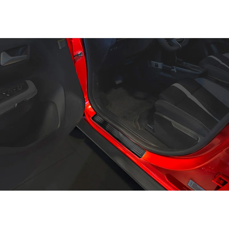 Avisa Zwart RVS Instaplijsten passend voor Opel Frontera (EV) 2024- - 'Lines' - 4-delig