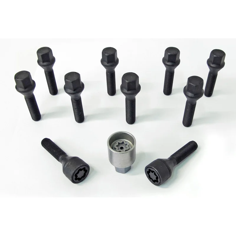 H&R Wielboutenset konisch M12x1.50 - Lengte 40mm - Zwart - 10 stuks - incl. wielsloten