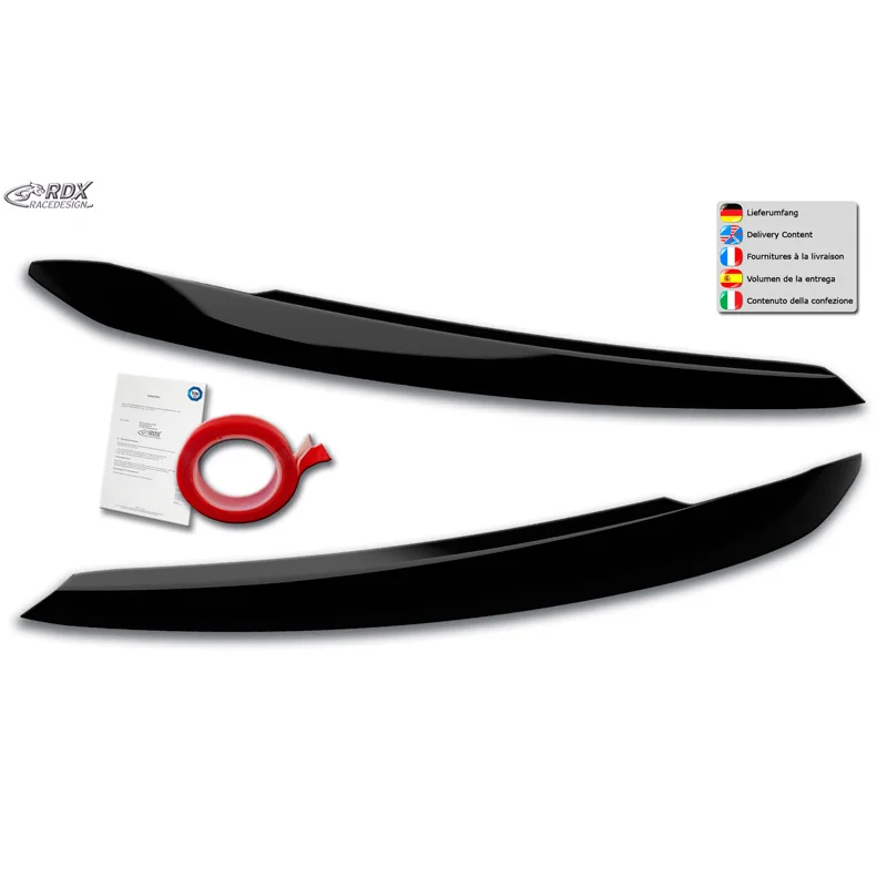 RDX Koplampspoilers passend voor Volkswagen Touran (5T) 2015- (Halogeen) (ABS Glanzend Zwart)