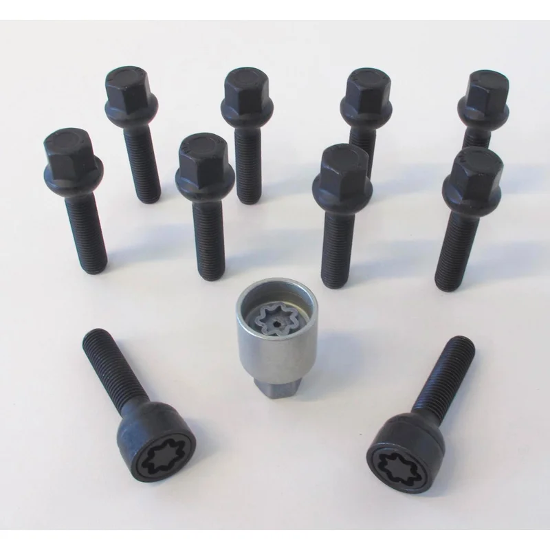 H&R Wielboutenset bolkonisch R13 M14x1.50 - Lengte 31mm - Zwart - 10 stuks (bv. passend voor VAG) - incl. wielsloten
