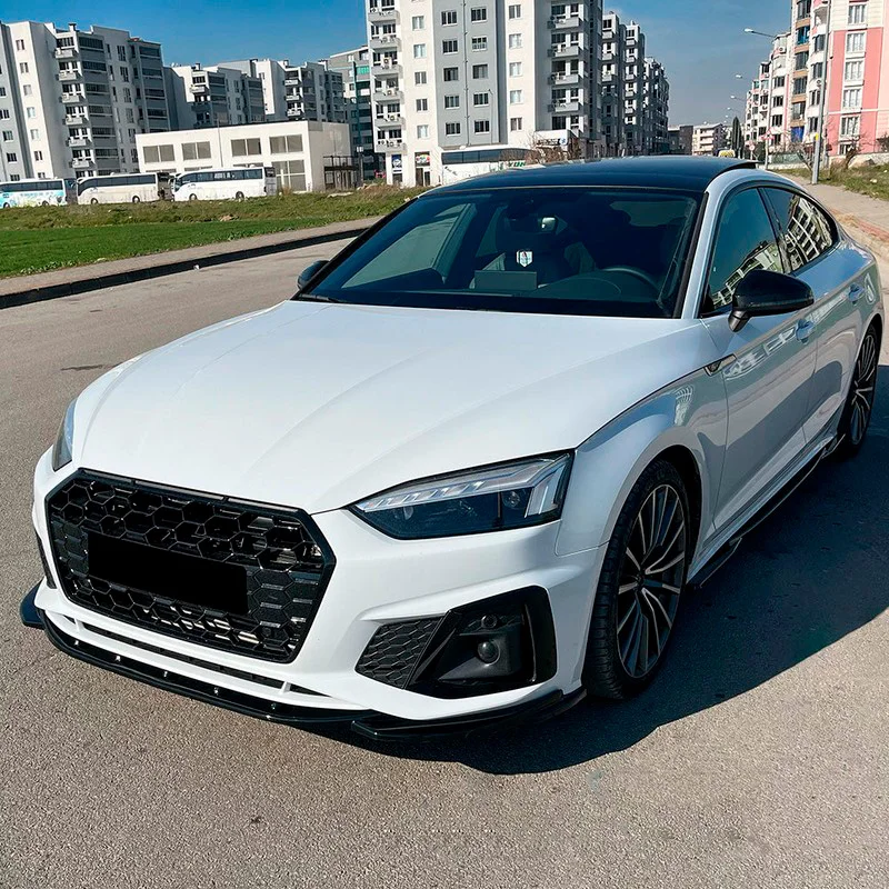 Oneway Voorspoilerlip passend voor Audi A5 S-Line/S5 F5 Facelift 2019- – Glanzend zwart