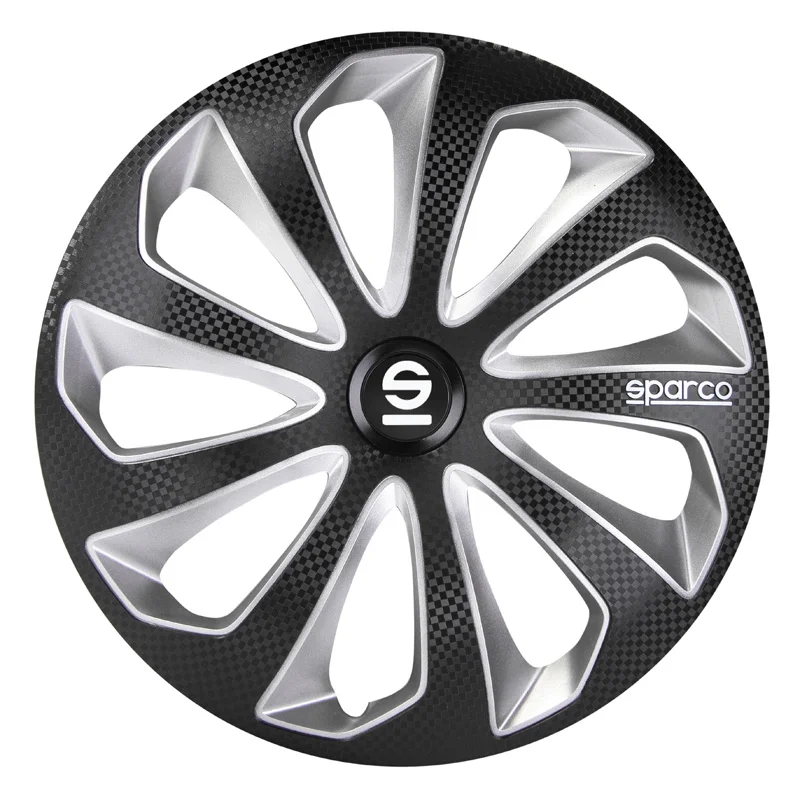 Sparco Wieldoppen Sicilia - 15-inch - Zwart/Zilver/Carbon - Set van 4 stuks