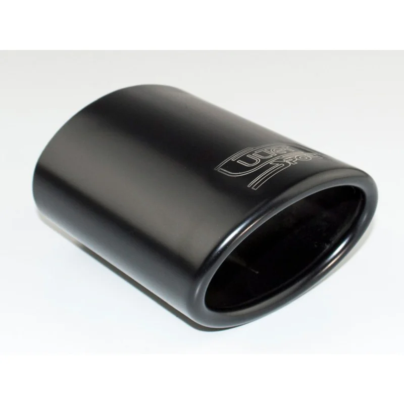 Ulter Sport Uitlaatsierstuk - Ovaal 95x65mm Schuin - Lengte 120mm - Montage 40-55mm - Zwart RVS