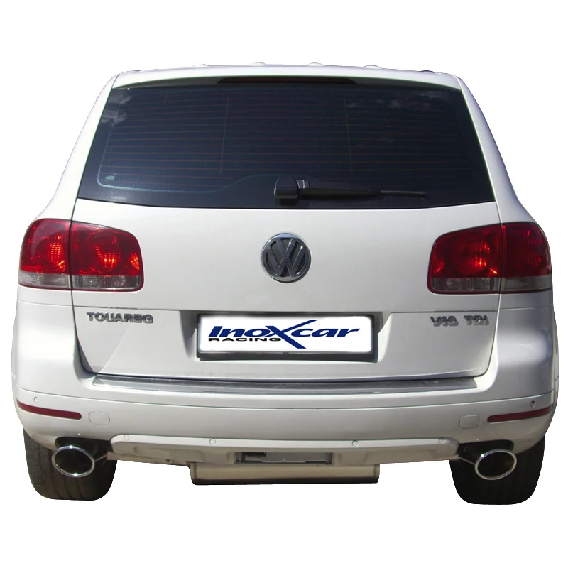 InoXcar 100% RVS Dubbele Sportuitlaat passend voor Volkswagen Touareg 5.0 V10 TDi (313pk) 2007- 150x105mm