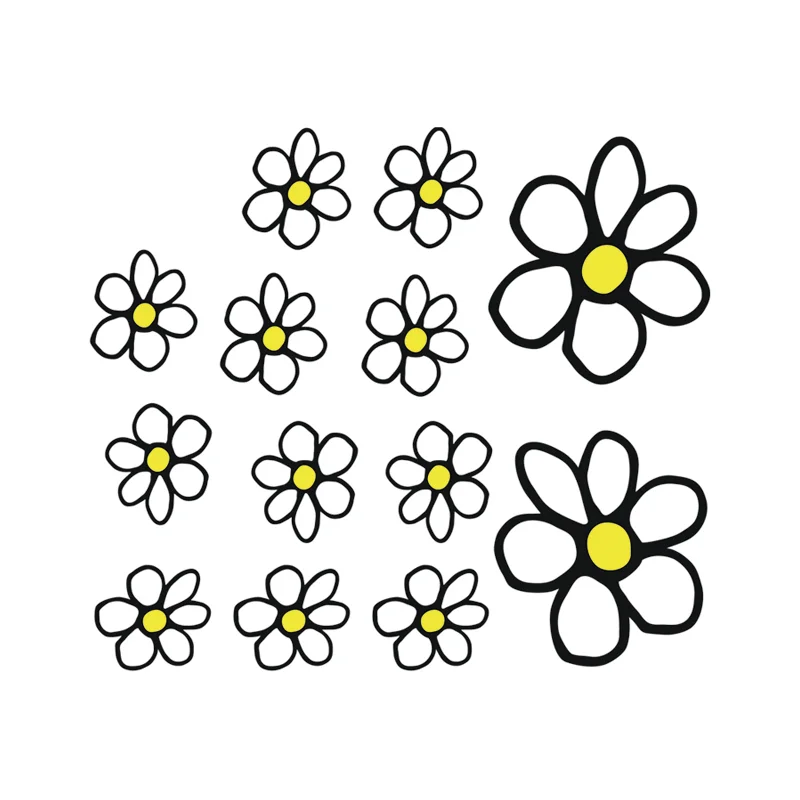 Avisa Sticker Flowers - wit/geel - 13.5x15.5cm