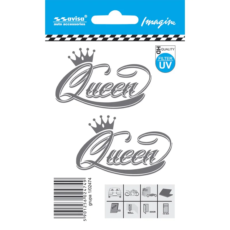 Avisa Auto Tattoo Sticker QUEEN 2-stuks - 6,3x4cm