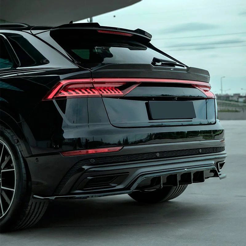 Oneway Achterbumperskirt passend voor Audi Q8 S-Line MK1 2018-2023 – Glanzend zwart