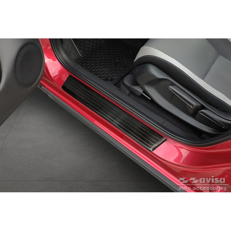 Avisa Zwart RVS Instaplijsten passend voor Honda Jazz Crosstar 2020- 'Lines' - 4-delig