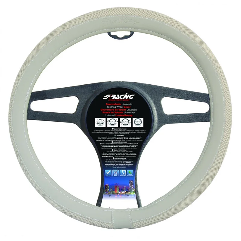 Simoni Racing Stuurwielhoes 500 - Beige Eco-Leder/Katoen - 37-39cm