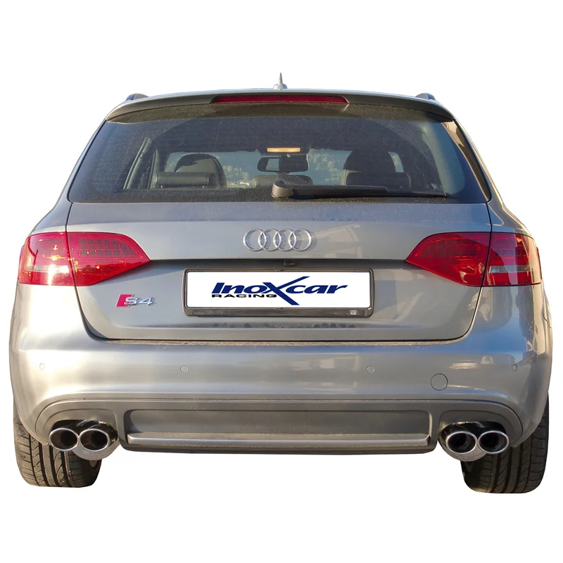 InoXcar 100% RVS Dubbele Sportuitlaat passend voor Audi S4 Avant 3.0TFSi Quattro (333pk) 2009- Links/Rechts 2x90x70mm