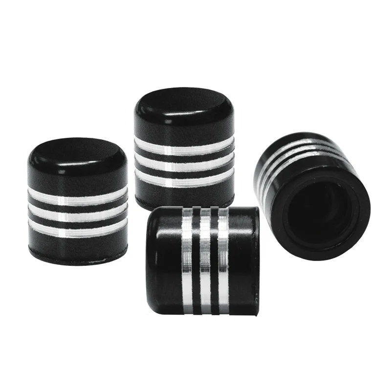 Simoni Racing Ventielkapjes Line - Zwart/Aluminium - 4 stuks
