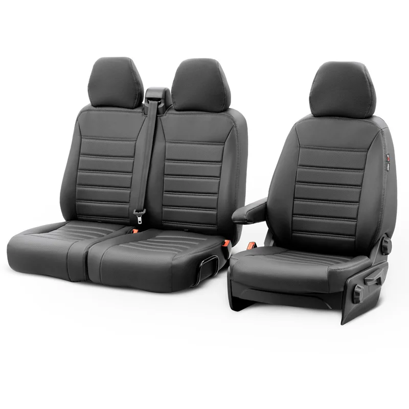 otoM New York Design Kunstleder Stoelhoezenset 2+1 passend voor Volkswagen Transporter T7 2024- (armsteunen aan bestuurdersstoel & tafeltje in rugleuning bank)