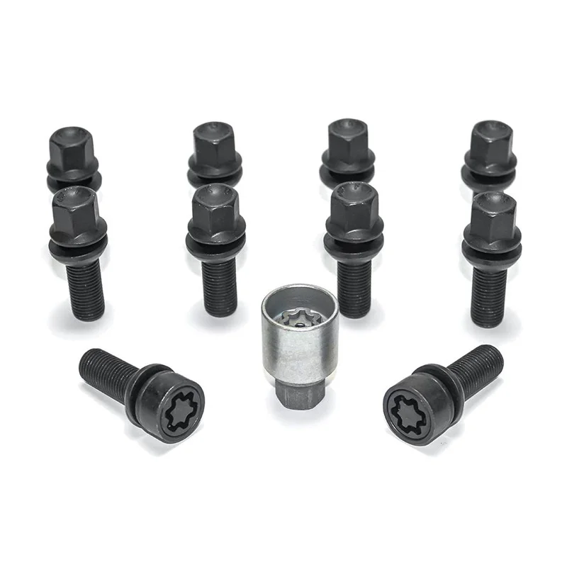 H&R Wielboutenset bolkonisch met beweegbare ring R13 M14x1.50 – Lengte 39mm – Zwart – 10 stuks (bv. passend voor Audi S5) – incl. wielsloten