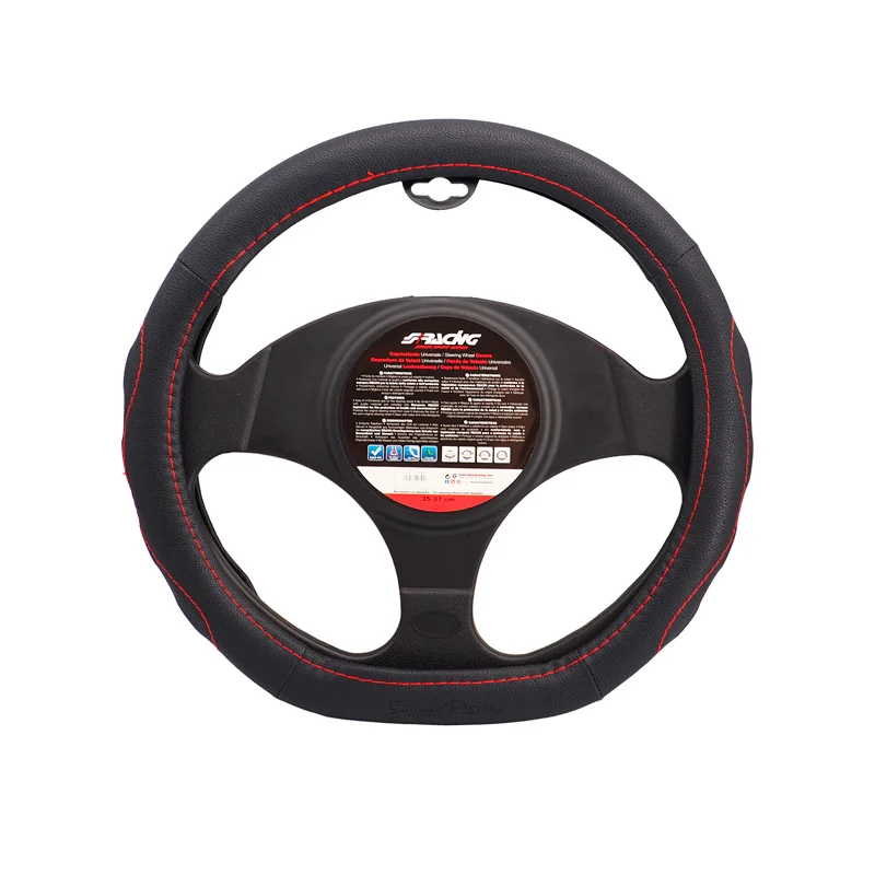 Simoni Racing Stuurwielhoes Compe Small - Zwart Eco-Leder + Rode Stiksels - 35-37cm
