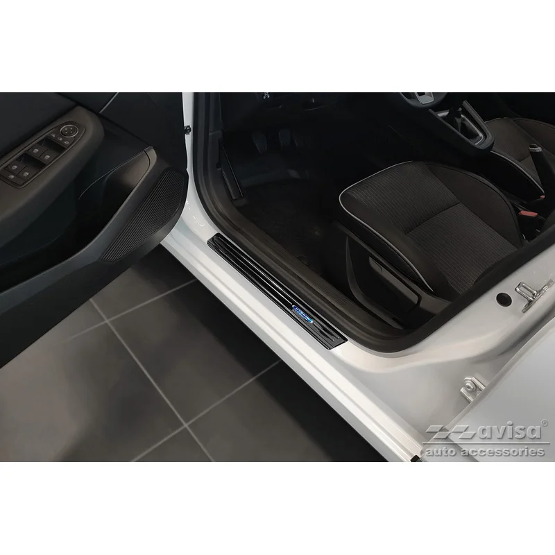 Avisa Zwart RVS Instaplijsten passend voor Renault Clio V 2019- Incl. Facelift 'Hybrid' - 2-delig
