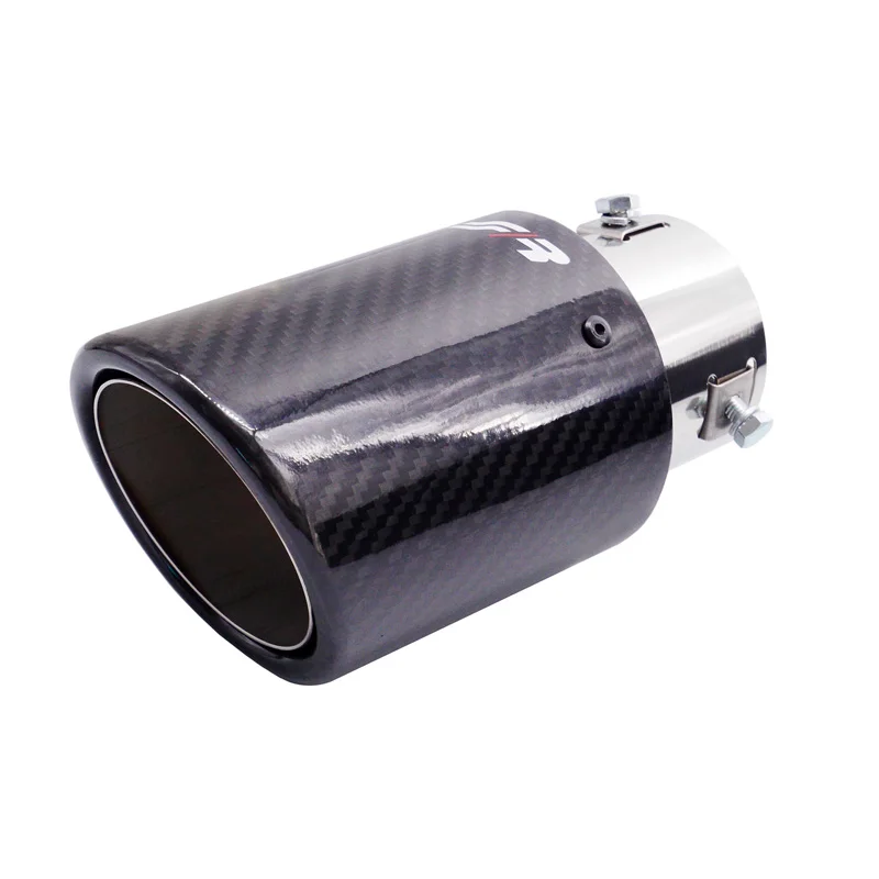 Simoni Racing Uitlaatsierstuk Rond/Schuin Glanzend-Carbon+RVS - Ø89xL170mm - Montage 38-63mm