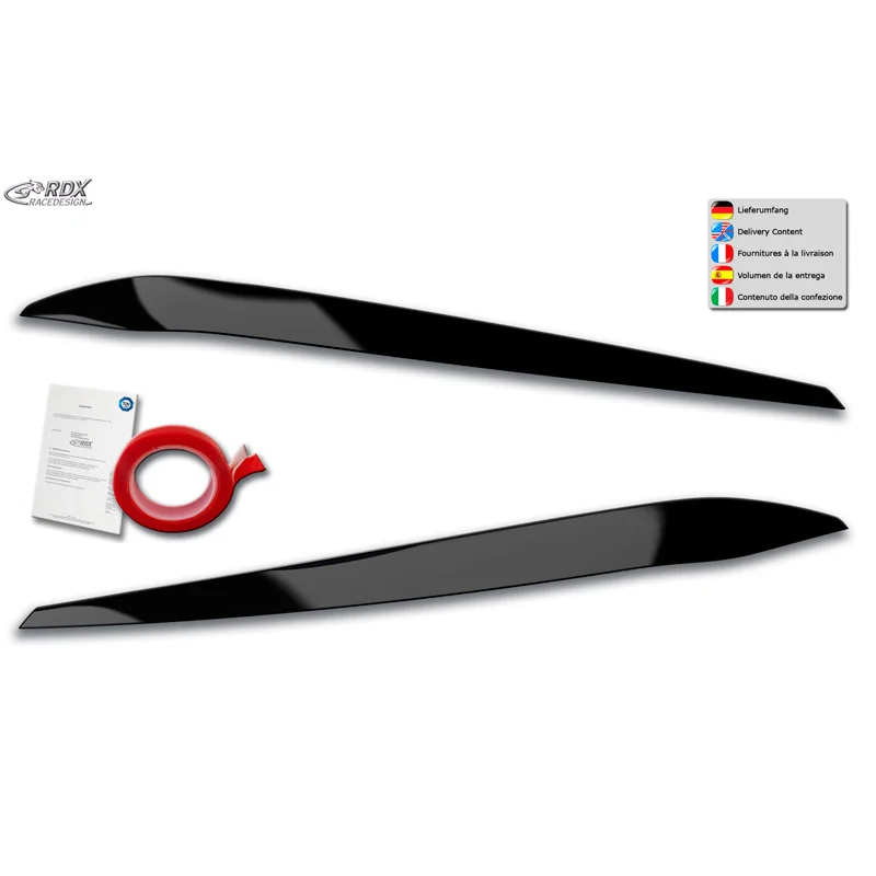 RDX Koplampspoilers passend voor Volkswagen Touran (5T) 2015- (LED) (ABS Glanzend Zwart)