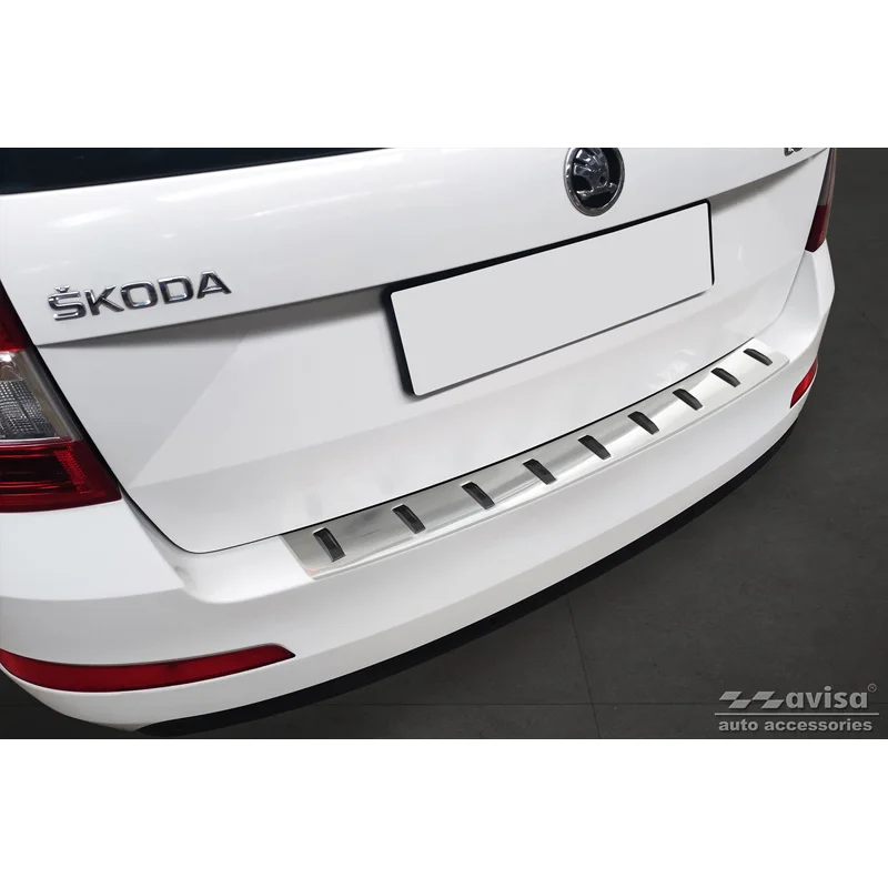 Avisa RVS Achterbumperprotector STRONG EDITION passend voor Skoda Octavia III 2013-2017 - Zilver