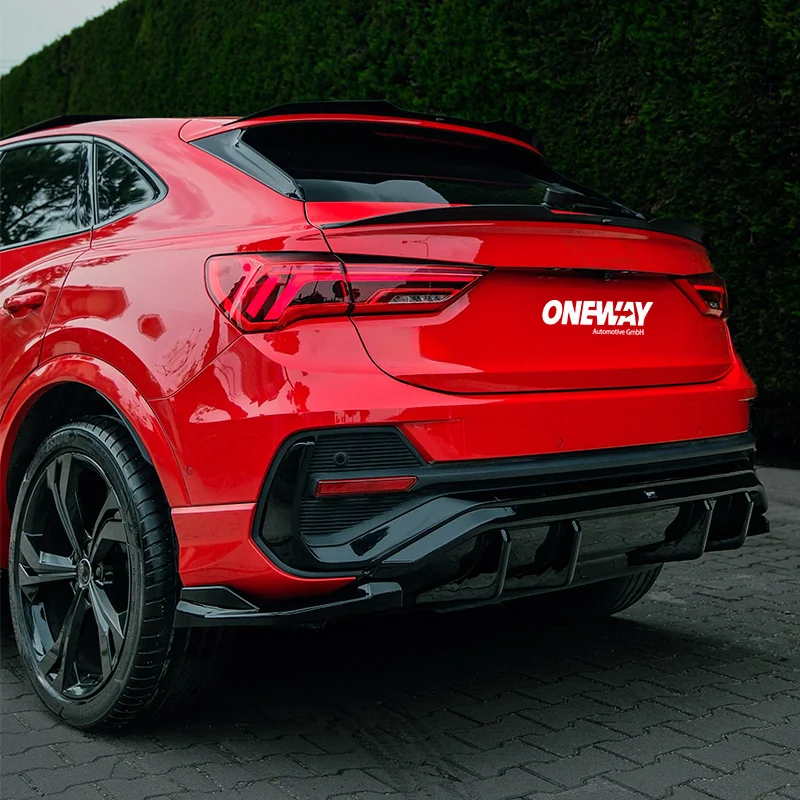 Oneway Achterbumperskirts (Hoeken) passend voor Audi Q3 (F3N) Sportback S-Line 2019-2025 excl. RSQ3 - Glanzend zwart