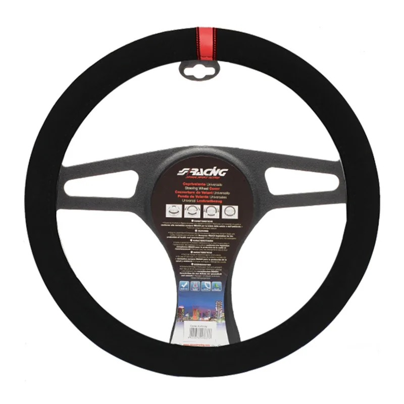 Simoni Racing Stuurwielhoes Carrera Look - Zwart Microvezel + Rode Markering - 37-39cm