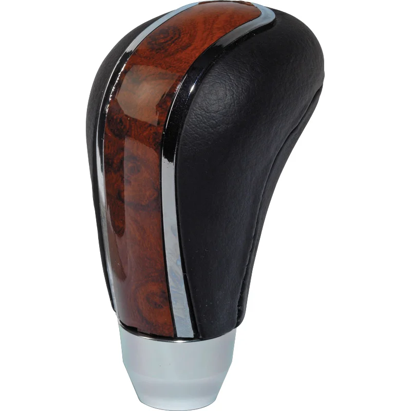 AutoStyle Universele pookknop M-7 - Zwart leder/Gepolijst/Hout