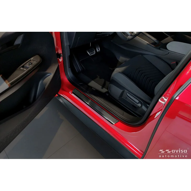Avisa Zwart RVS Instaplijsten passend voor Volkswagen ID.3 2020-2023 & FL 2023- / Cupra Born 2021- / MG 4 2022- / MG HS II 2024- 'Lines' - 4-delig