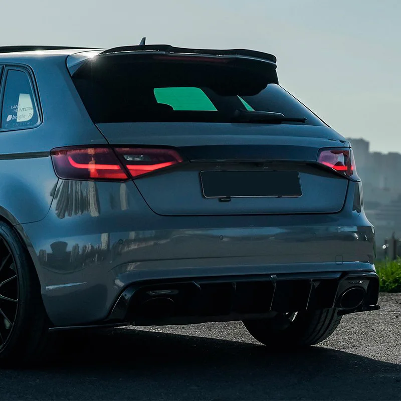 Oneway Achterbumperskirt (Diffuser) passend voor Audi RS3 8V Sportback 2015-2016 – Glanzend zwart