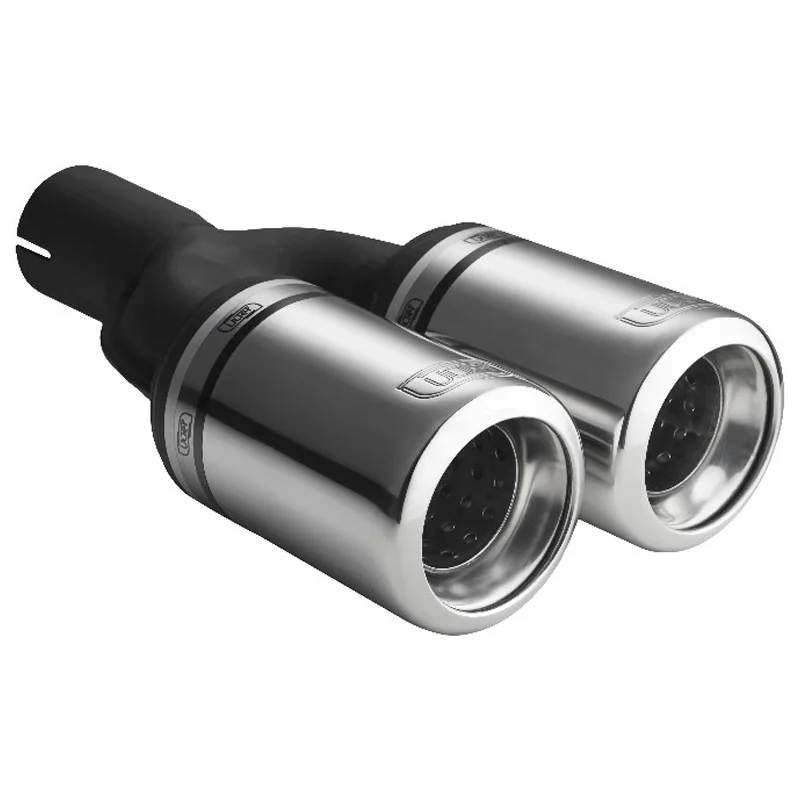 Ulter Sport Uitlaatsierstuk – Dubbel Rond Ø80mm Type 2  – Lengte 200mm – Montage ->50mm – RVS